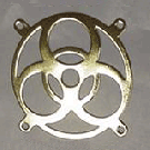 Plated Steel 120mm Fan Grill - Biohazard, Color: Golden