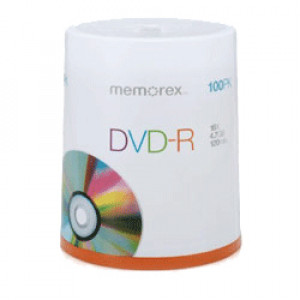 Memorex 05641 4.7GB 16X DVD-R Media 100 Packs Cake Box