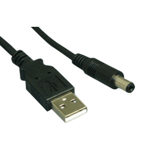 Black Comtop 10DC-01A03 3FT USB 2.0 A Male to DC 5.5 Cable