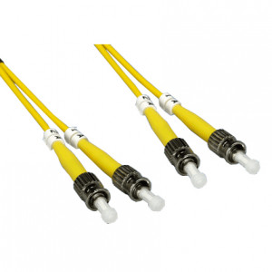 1-Meter ST to ST Duplex (2 Strand) Single Mode Fiber Optic Cable, 9/125 Standard Zipcore, P/N: 11FP-SD-STST-01, Color: Yellow