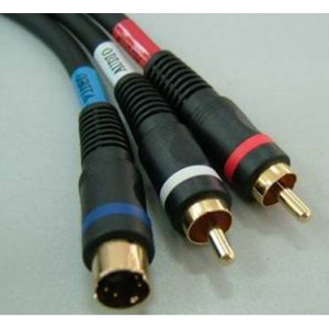 6-Foot 2RCA + S-Video to 2RCA + S-Video Cable, Male to Male Black Color Jacket, Gold Plated Connectors