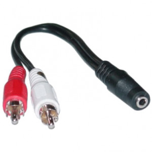 6-inch 2 x RCA Male to 3.5mm Stereo Female Y-Cable, P/N: 30S1-01260