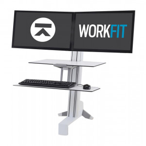 Ergotron WorkFit-S Dual Workstation with Worksurface  - White