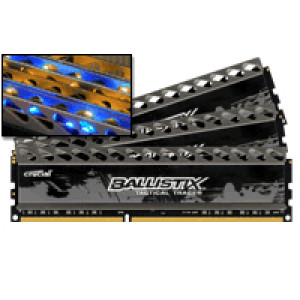 Crucial Ballistix Smart Tracer BLT3KIT4G3D1608DT2TXOB 12GB (4GBx3) DDR3 240-Pin Triple Channel Desktop Memory with LEDs