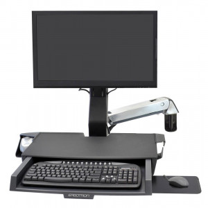 Ergotron StyleView Sit-Stand Combo Arm with Worksurface - Black/Aluminum