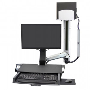 Ergotron StyleView Sit-Stand Combo System with Worksurface - Black/Aluminum