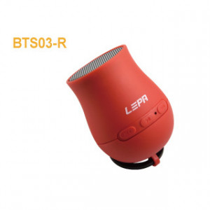 LEPA BTS03-R Q-Boom Bluetooth Speaker with Selfie Shutter, Disco Red