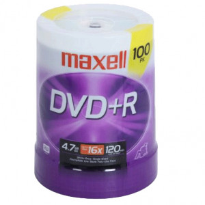 Maxell 639016 4.7GB 16X DVD+R Media 100 Packs Spindle