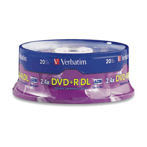 Verbatim 95310 8.5GB 2.4X DVD+R Dual Layer Media 20 Packs Spindle