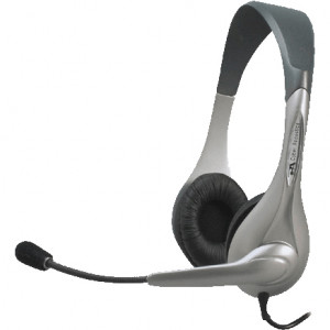Silver Cyber Speech Recognition Stereo Headset and Boom Mic
