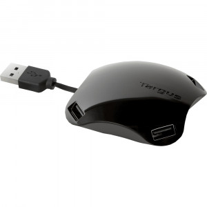 Black Targus Retractable 4-Port USB Hub