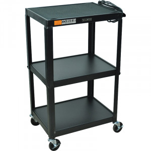 Black Luxor 42in Adjustable Height Metal Cart, Model: AVJ42.