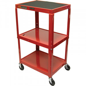 Red Luxor 42in Adjustable Height Metal Cart, Model: AVJ42-RD.