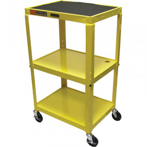 Yellow Luxor 42in Adjustable Height Metal Cart, Model: AVJ42-YW.