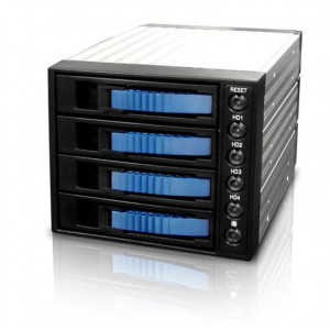 iStarUSA 3x5.25" to 4x3.5" SATA2.0 Aluminum Hot-Swap Backplane Raid Cage, w/ Blue Handle. Model: BPU