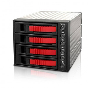 iStarUSA 3x5.25" to 4x3.5" SATA2.0 Aluminum Hot-Swap Backplane Raid Cage, w/ Red Handle. Model: BPU-