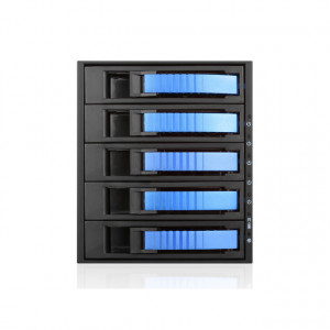 iStarUSA Aluminum 3x5.25in to 5x3.5in SAS/SATA 6.0 Gb/s Hot-Swap Cage, w/ Blue Tray, Model: BPU-350S
