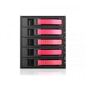 iStarUSA Aluminum 3x5.25in to 5x3.5in SAS/SATA 6.0 Gb/s Hot-Swap Cage, w/ Red Tray, Model: BPU-350SA