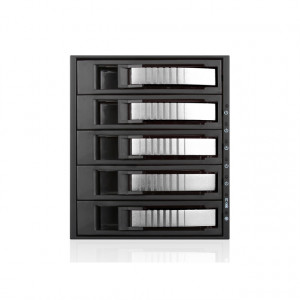 iStarUSA Aluminum 3x5.25in to 5x3.5in SAS/SATA 6.0 Gb/s Hot-Swap Cage, w/ Silver Tray, Model: BPU-35