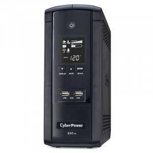 CyberPower 850VA BRG850AVRLCD UPS with 510W, AVR, LCD, and 2.1 USB Charging