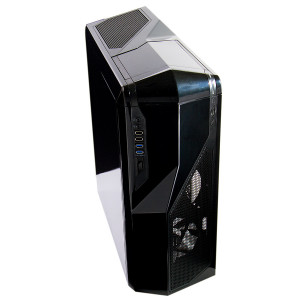 Black NZXT Crafted Series Phantom 410 ATX Mid-Tower Computer Case CA-PH410-B1, 3 x 5.25in Bays, 1 x 140mm LED and 2 x 120mm Fans, Side Window, Front USB3.0 and Audio