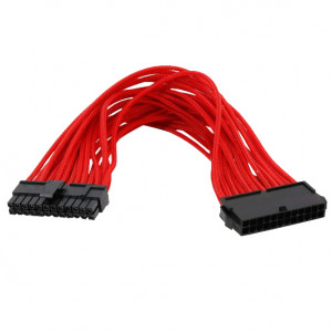 Rexus GELID Solutions 12in 24pin (EPS) Power Supply Cable with Red UV Reactive Single Sleeve
