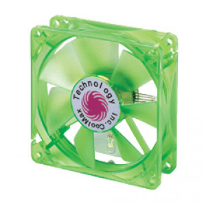 Green Coolmax 80mm UV Crystal LED Cooling Fan, 1800 RPM, 24.7 CFM