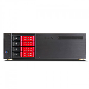 iStarUSA D-340HN-DT-RED 3U Compact 4x3.5in Bay Trayless Hotswap microATX Desktop Chassis
