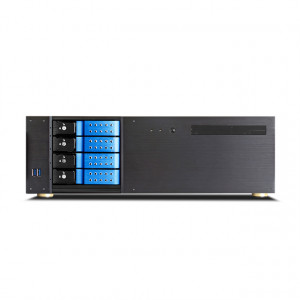 iStarUSA D-340HN-DT-BLUE 3U Compact 4x3.5in Bay Trayless Hotswap microATX Desktop Chassis