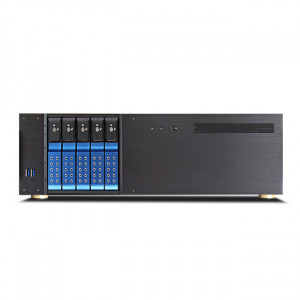 iStarUSA D-350HN-DT-BLUE 3U Compact 5x3.5in Bay Trayless Hotswap microATX Desktop Chassis