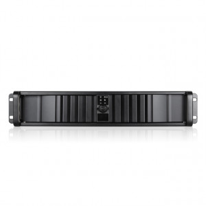 Black iStarUSA 2U Compact Stylish Rackmount Chassis with SEA Bezel, 2x 5.25in Bays, 1x 80mm Fan, P/N