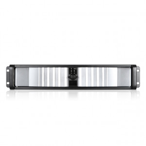 Black/Silver iStarUSA 2U Compact Stylish Rackmount Chassis with SEA Bezel, 2x 5.25in Bays, 1x 80mm F