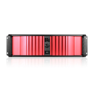 Black/Red iStarUSA 3U Compact Stylish Rackmount Chassis with SEA Bezel, 4x 5.25in Bays, 1x 60mm Fan,