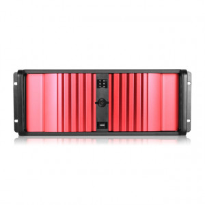 Black/Red iStarUSA 4U Compact Stylish Rackmount Chassis with SEA Bezel, 4x 5.25in Bays, P/N: D-400SE