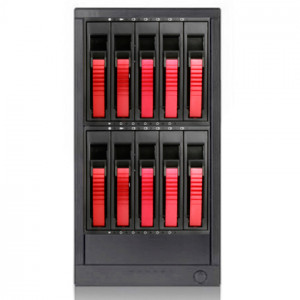 Black iStarUSA RaidAge DAGE1040-PM 10 Bay 3.5in SAS II / SATA III to eSATA-Port Multiplier Hotswap Hard Drive Enclosure