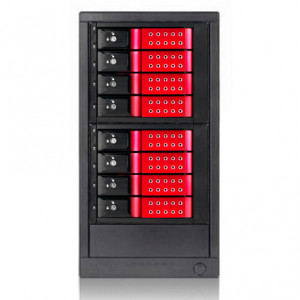 Black with Red HDD Handle iStarUSA RaidAge DAGE840DE-2MS 8 Bay 3.5in SAS II / SATA III to miniSAS Hotswap Hard Drive Enclosure