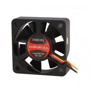 Black EVERCOOL 50mm 12V 3-pin Ball Bearing DC Fan, Sleeve Bearing. Model: EC5015M12CA