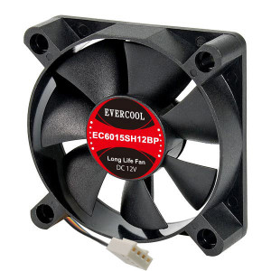 Evercool EC6015SH12BP 4-Pin PWM Fan, 60x60x15mm, Dual Ball Bearing, Low Noise and High Airflow, Low Pollution