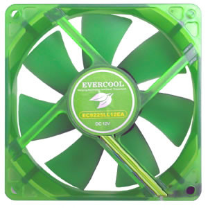 Green EverCool 92mm Silence Case Fan