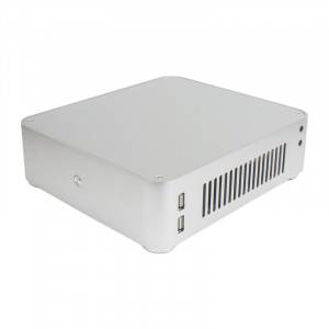 Habey EMC-610S Slim Mini ITX Aluminum HTPC/Nas/Server PC Case, with 12V DC Power Supply, Silver