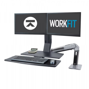 Ergotron WorkFit-A Dual Standing Desk Workstation with Worksurface - Black