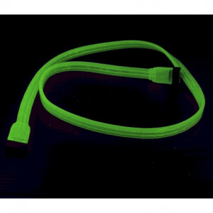 Green FlaxiGlow UV Reactive 50cm SATA Cable 