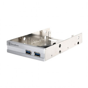 Silver SilverStone FP36S-E 3.5in Aluminum Front Panel Bay Device, 2 x USB3.0 Front Ports with 19pin 