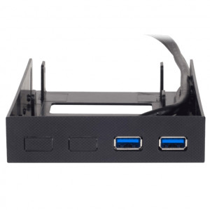 Black SilverStone 3.5in Bay Device for 2 x USB3.0 and Mounting Slot for 2 x 2.5in Hard Drives, Model