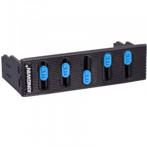 Kingwin FPX-005 5-Channel Multi Fan Controller, Fits in 5.25in Bay, Black.