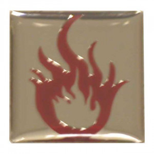 Embossed Copper Case Badges - Red Flaming