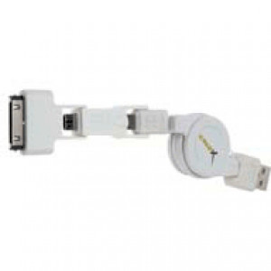 GoldX 3-in-1 Retractable Apple Sync/MicroUSB/Mini USB to USB Cable