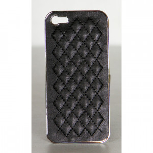 Logisys IPC06 Deluxe Black PU Leather Chrome Hard Back iPhone 5/5s Case, P/N: IPC06BK