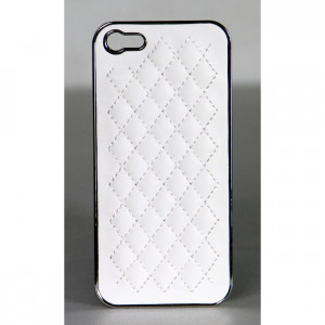 Logisys White Deluxe PU Leather Chrome Hard Back iPhone 5/5s Case