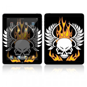 Decal Skin Apple iPad Skin - Flame Skull, Made out of Vinyl, P/N: IPD-XM22.